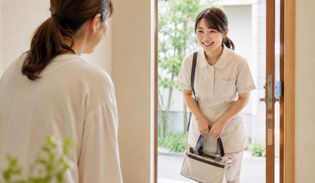 ご自宅へ訪問するスタッフ